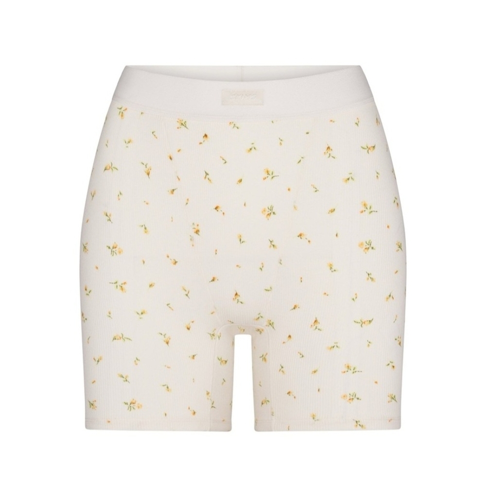 Marigold Rose Print Ribbed Boxer Shorts